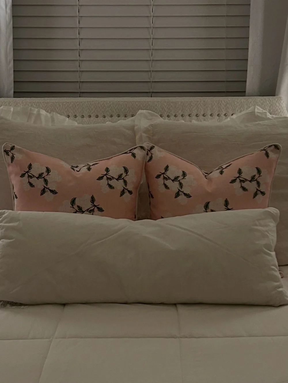 2 Hofdeco Blush Pink Hydrangea Floral Throw Pillow Cover 20x20